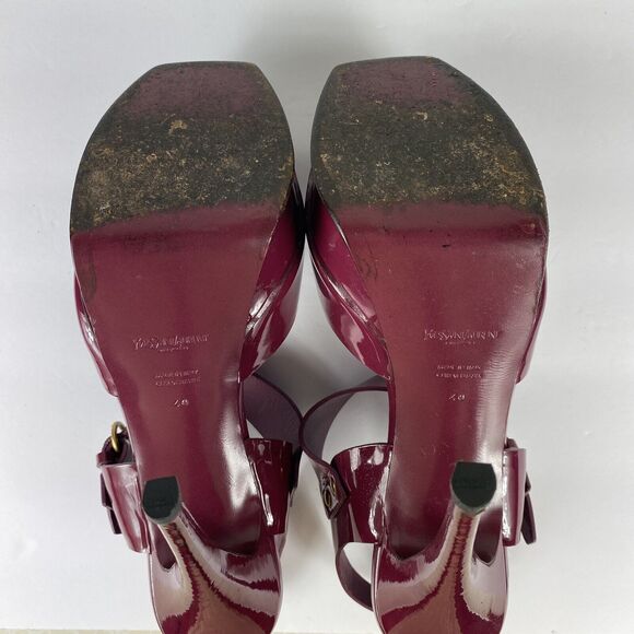 Yves Saint Laurent Tribute 75 Burgundy Patent Platform Heels Sz 40 US 10 Y2K VTG - Picture 13 of 13